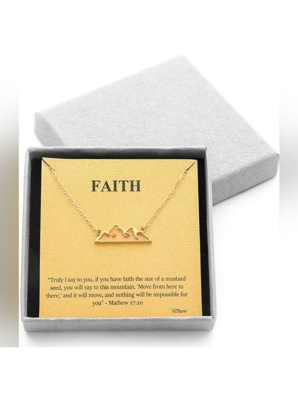 New VZBarn Dainty 14k Gold Plated Stainless Steel Faith Necklace for Women